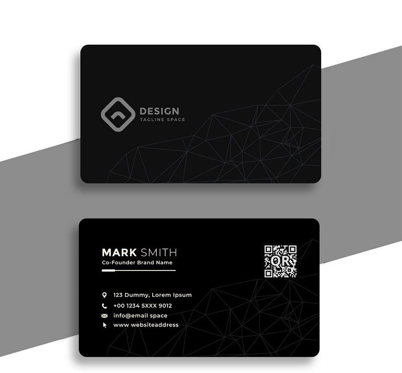 Mẫu card visit mã QR thiết kế màu đen đơn giản, sang trọng phù hợp cho các lãnh đạo cấp cao