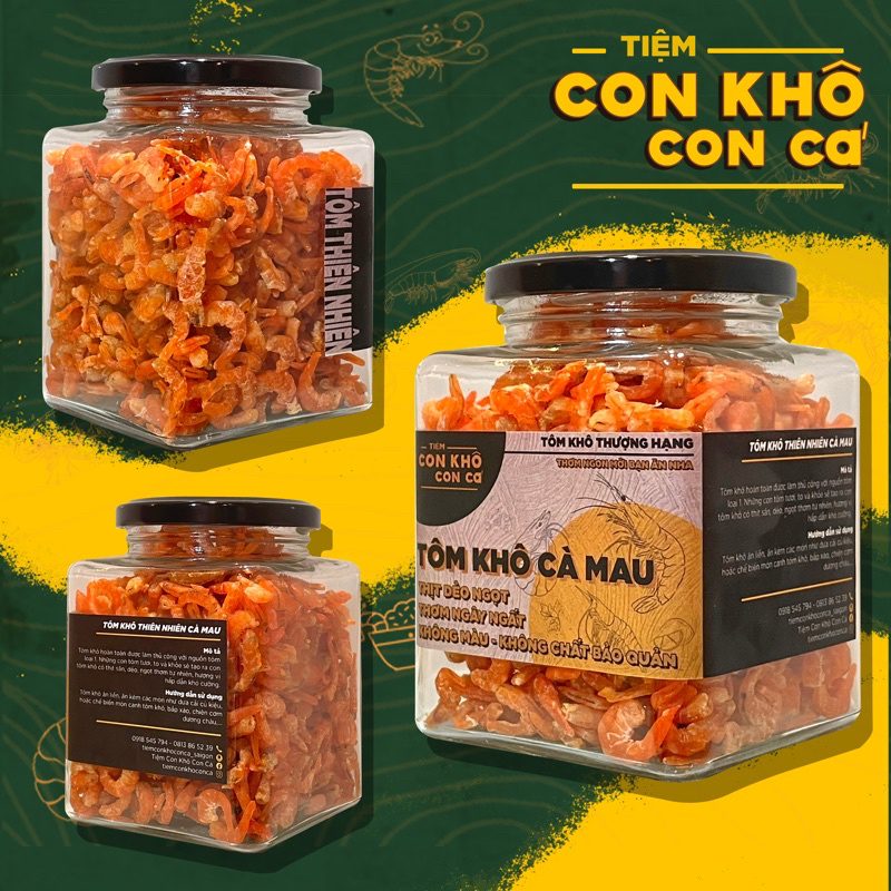 Tem nhãn tôm khô cung cấp đầy đủ thông tin sản phẩm cho người tiêu dùng