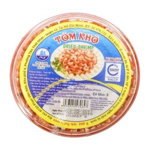 Mẫu tem nhãn tôm khô hình tròn