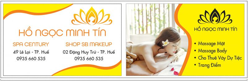 Danh thiếp spa nổi bật với các màu vàng trắng đen kết hợp hình ảnh bắt mắt