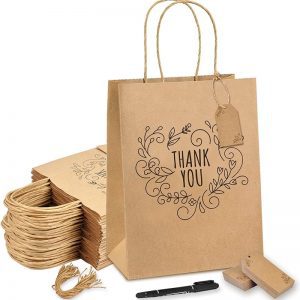 Túi giấy cảm ơn trên bề mặt ấn phẩm có dòng chữ Thank you
