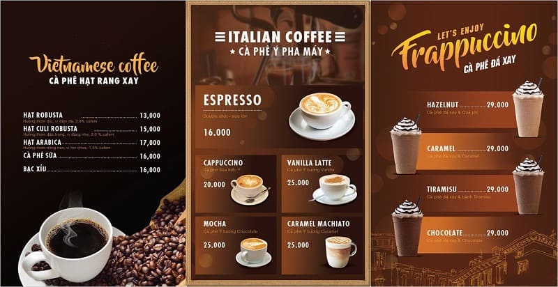 Thiết kế menu cafe phong cách cổ điển kết hợp hiện đại