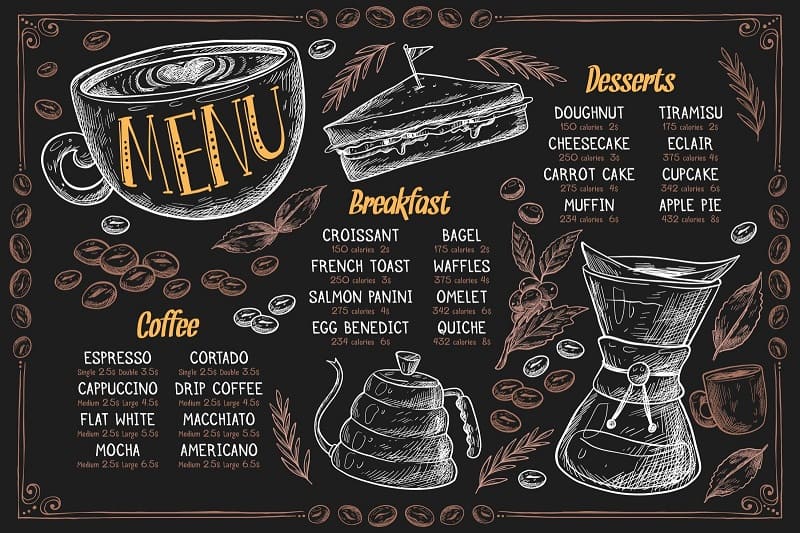 Mẫu menu cafe độc đáo, lạ mắt giúp tạo sự nổi bật và thu hút