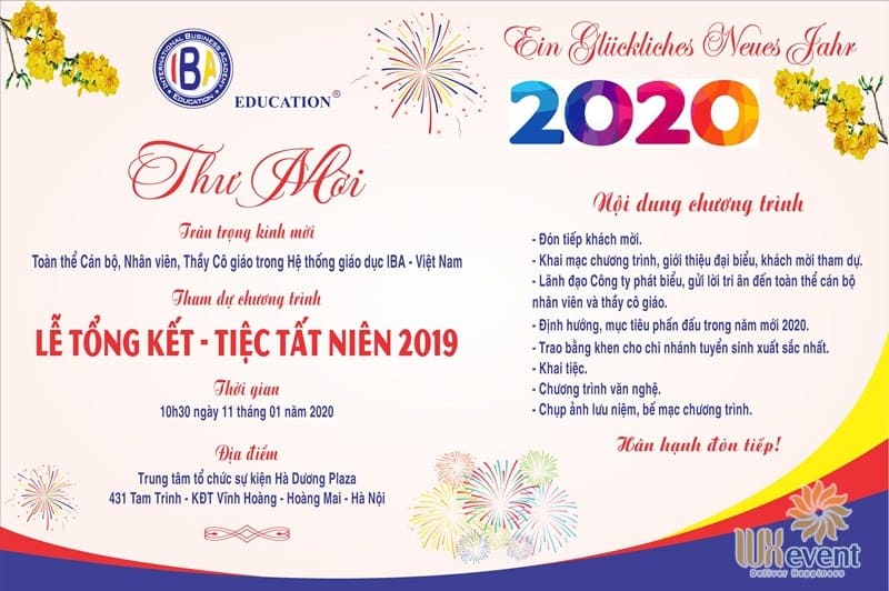 Mẫu thiệp mời tất niên đẹp của hệ thống giáo dục IBA - Việt Nam