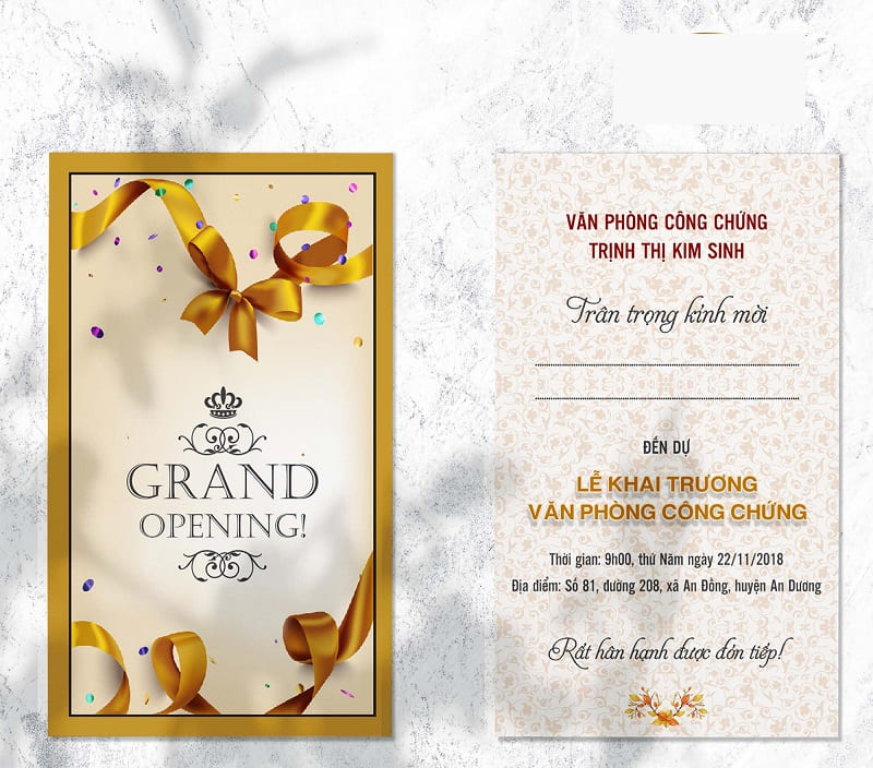 Mẫu thiệp mời khai trương văn phòng công chứng đẹp