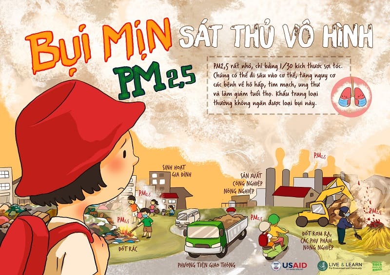 Mẫu poster tuyên truyền ô nhiễm môi trường ảnh hưởng sức khỏe do bụi mịn